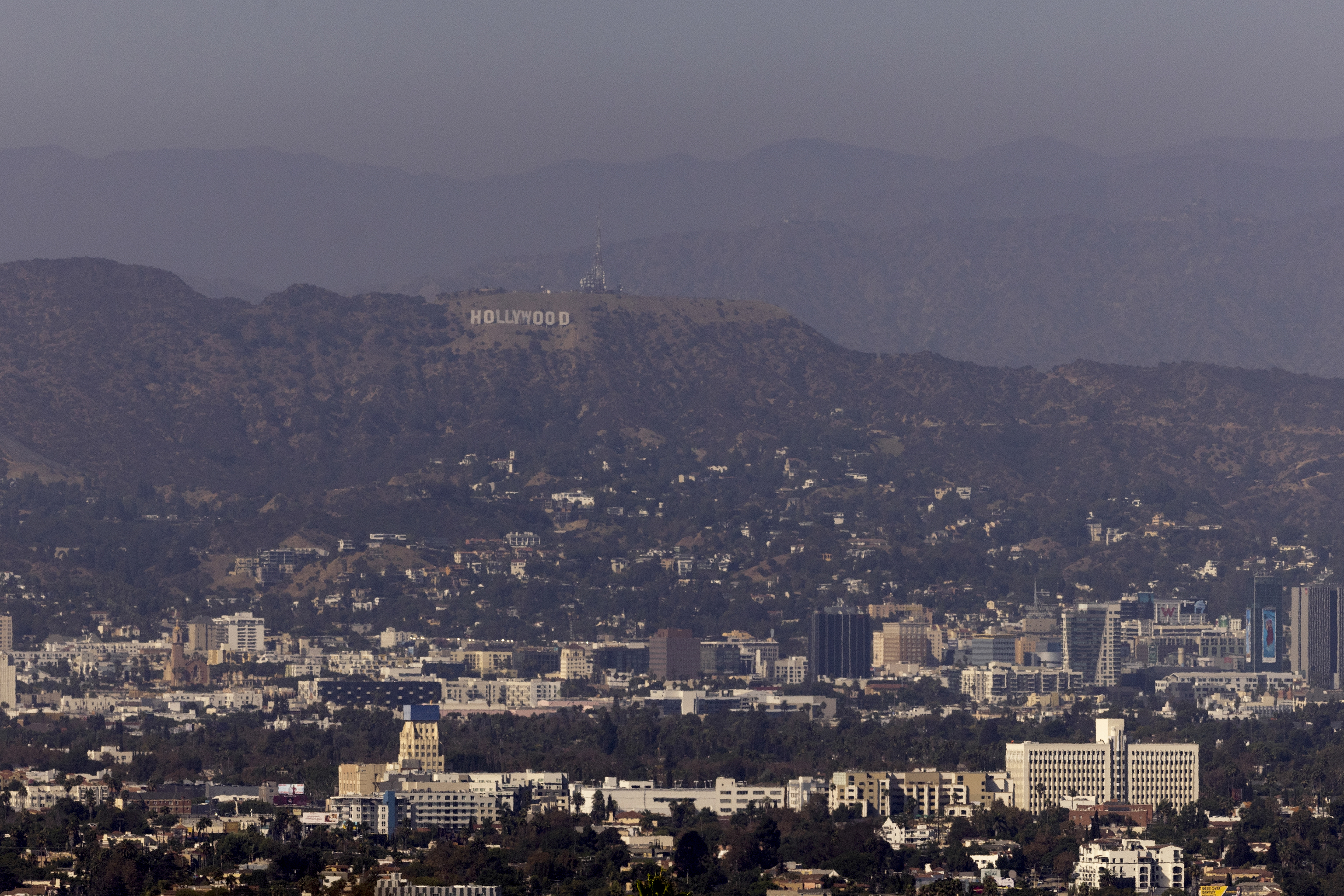 A haze fills the air as the Hollywood