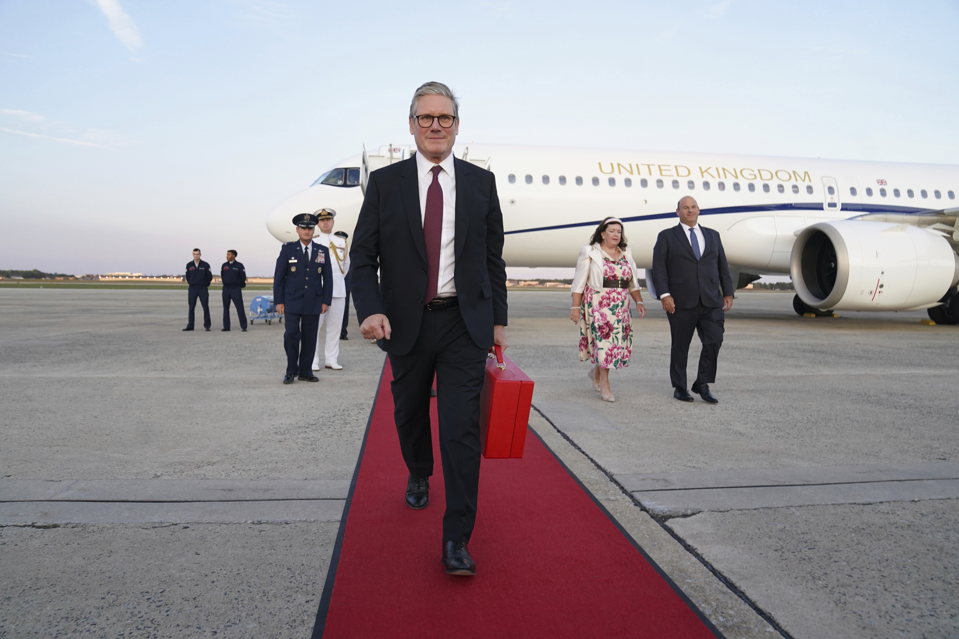 Britain's Prime Minister Keir Starmer arrives at Joint Base Andrews