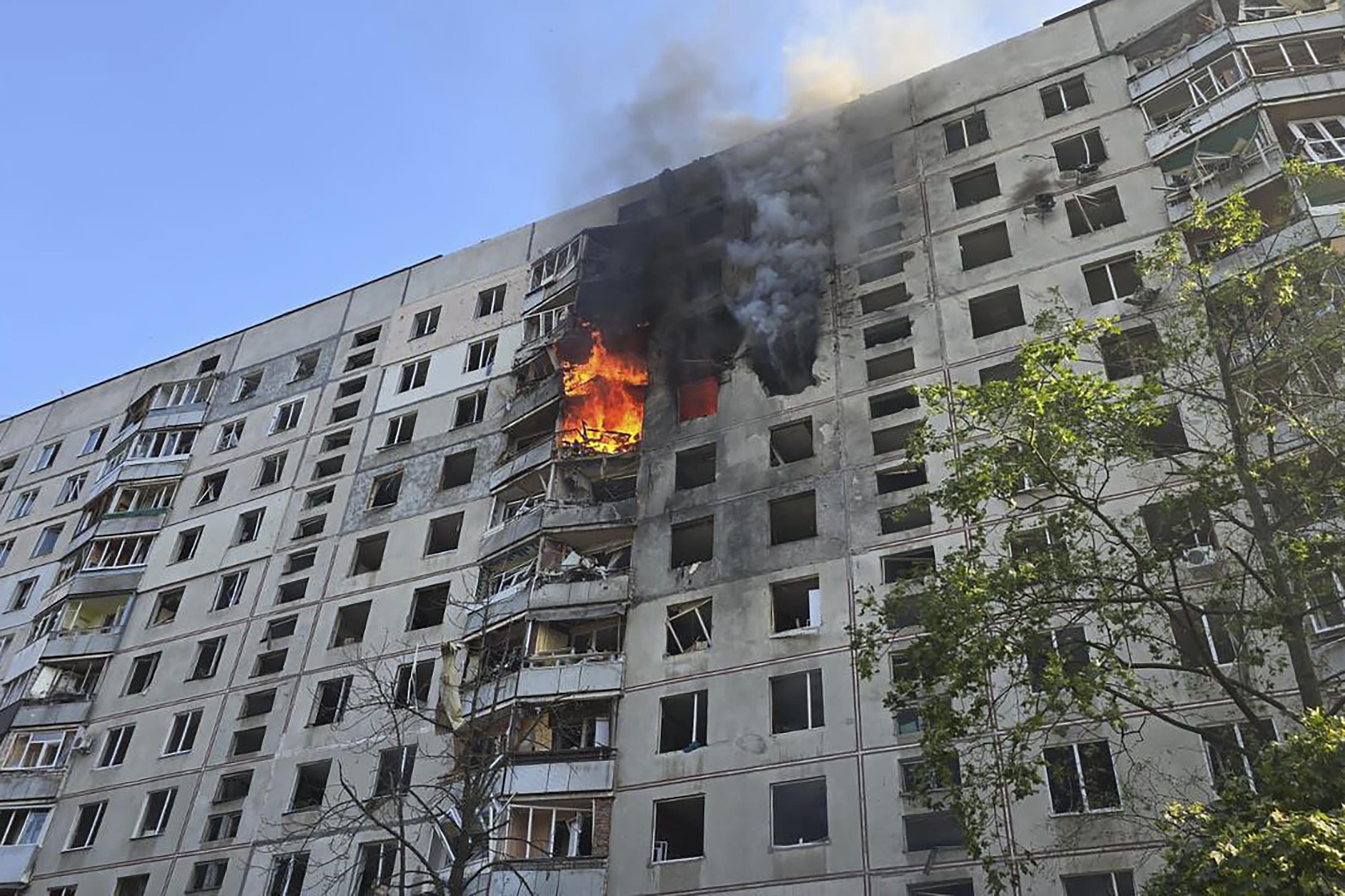 Building attacked by Russia in Kharkiv, Ukraine, on September 15, 2024.