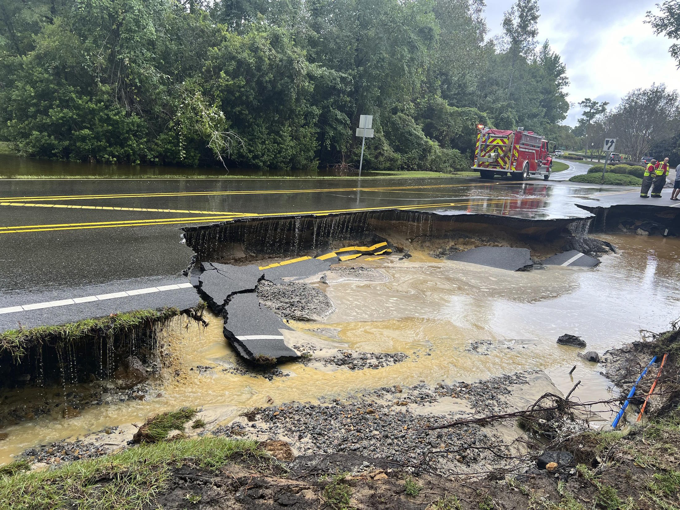 Flooded highway in Brunswick County.