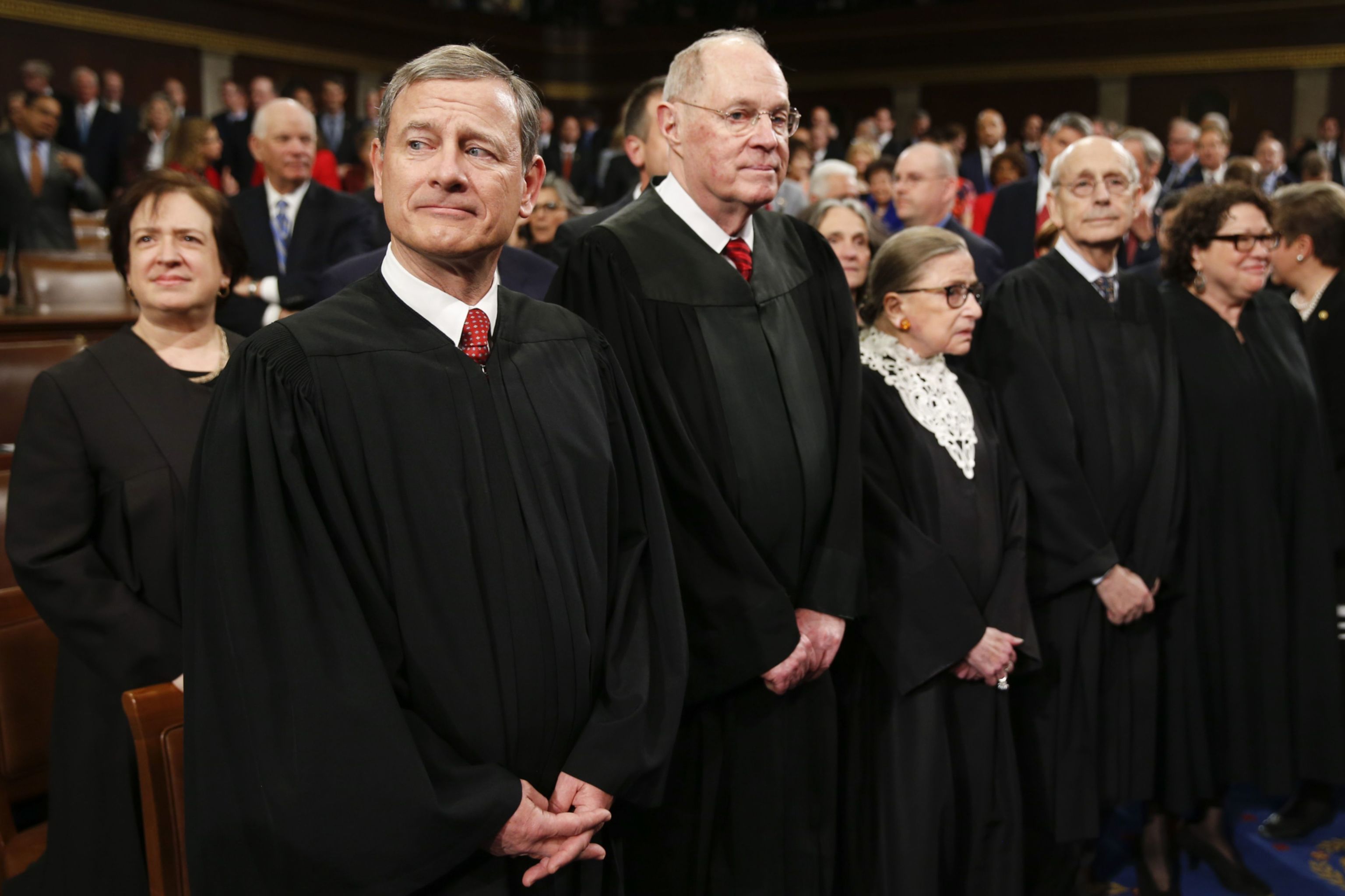 The Supreme Court Justices arrives before the State of the Union address to a joint session of Congress on Capitol Hill in Washington