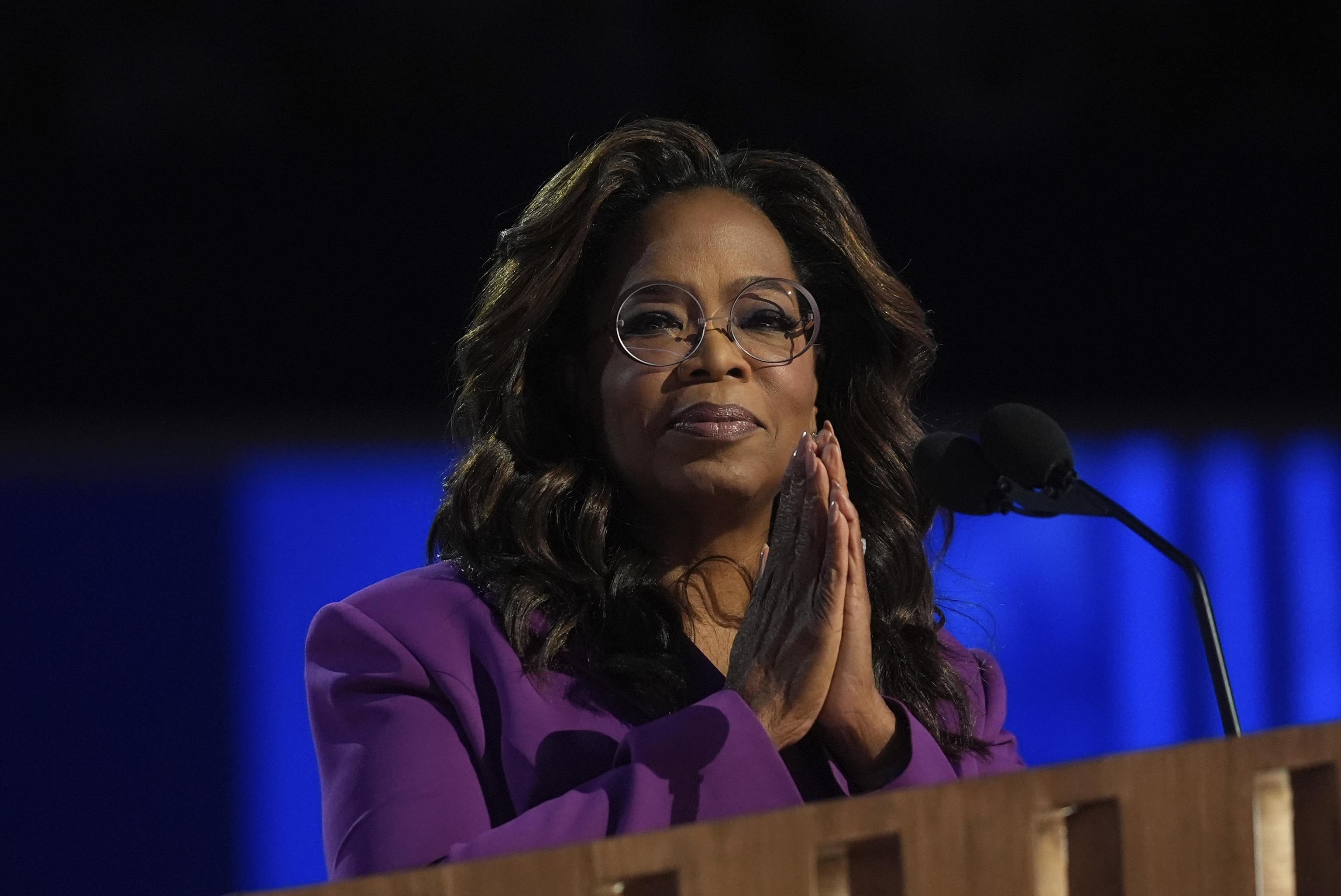 Oprah Winfrey speaks during the Democratic National Convention.