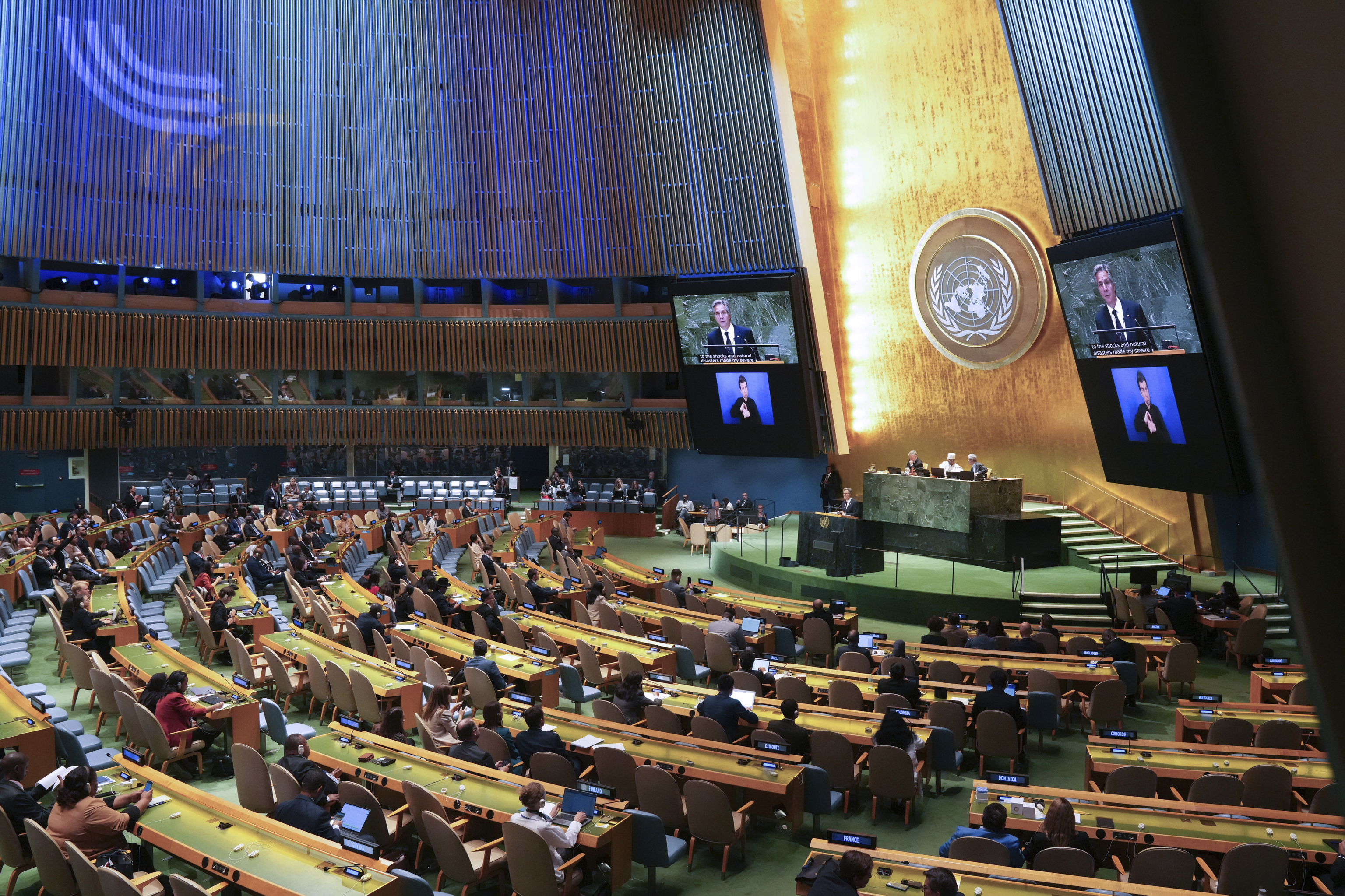 U.S. Secretary of State Antony Blinken speaks during "Summit of the Future" on the sidelines of the UN General Assembly