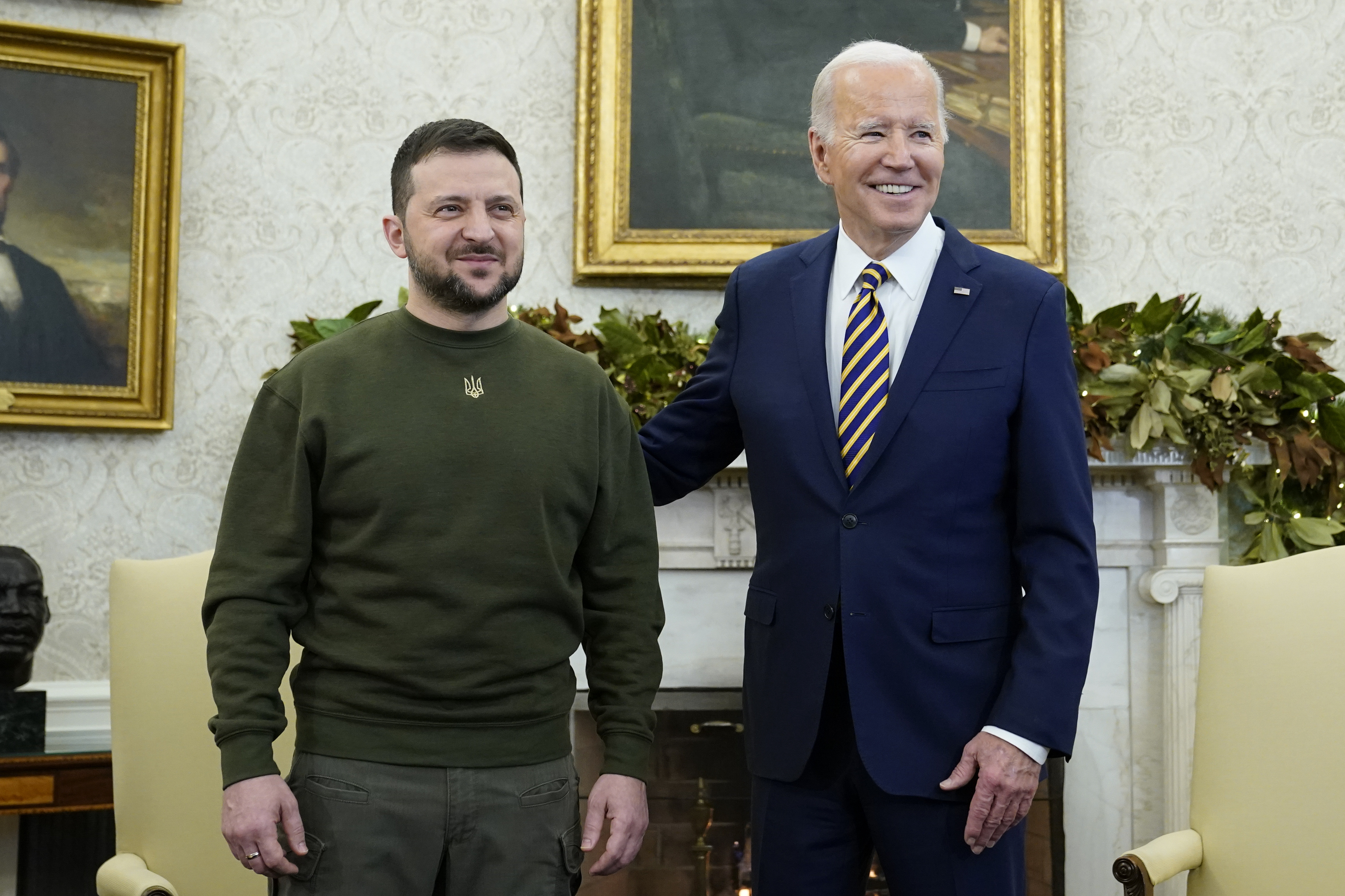 President Joe Biden meets with Ukrainian President Volodymyr Zelenskyy.