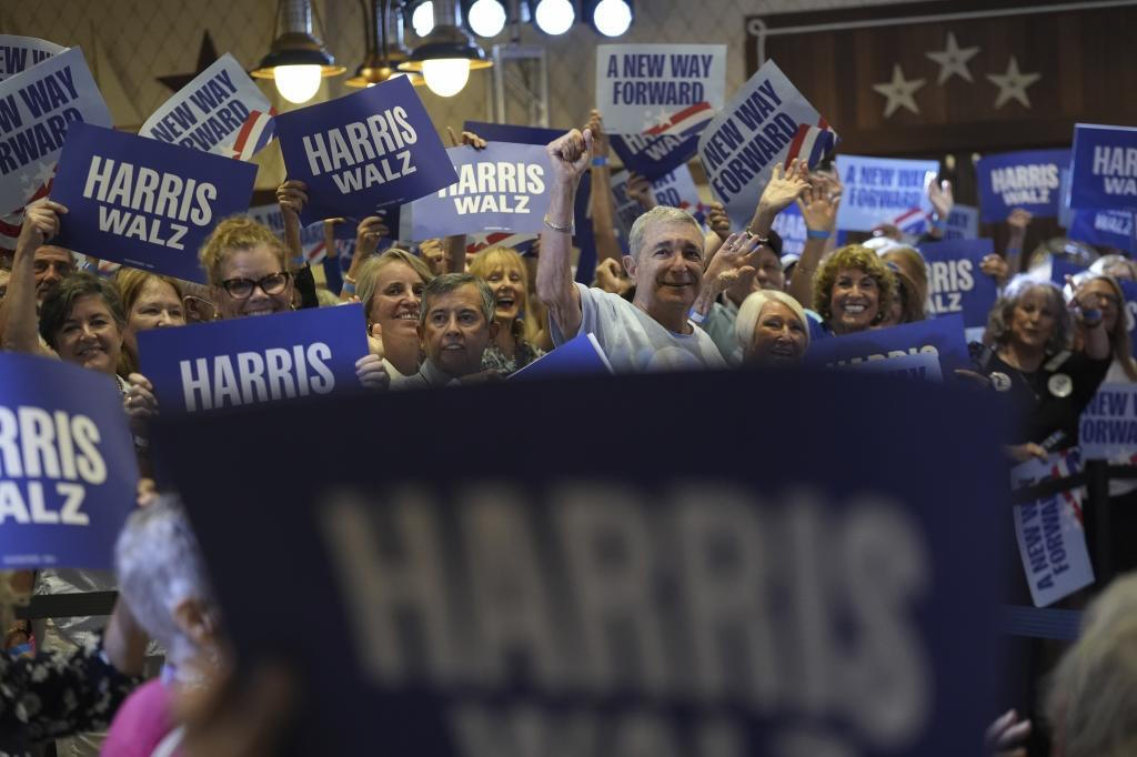 Supporters of Democratic presidential nominee Vice President Kamala Harris.