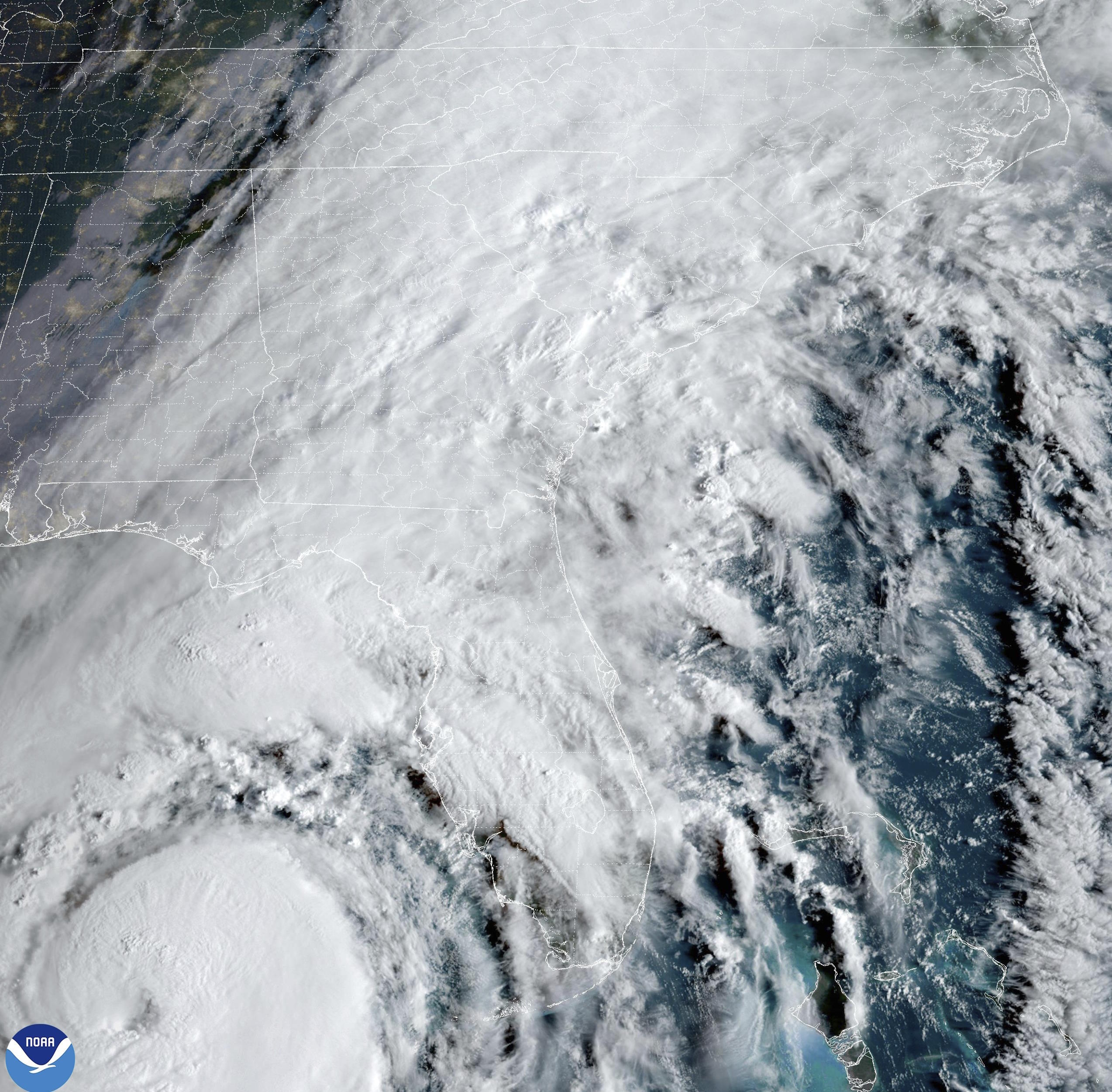 Hurricane Helene advancing across the Gulf of Mexico toward Florida.