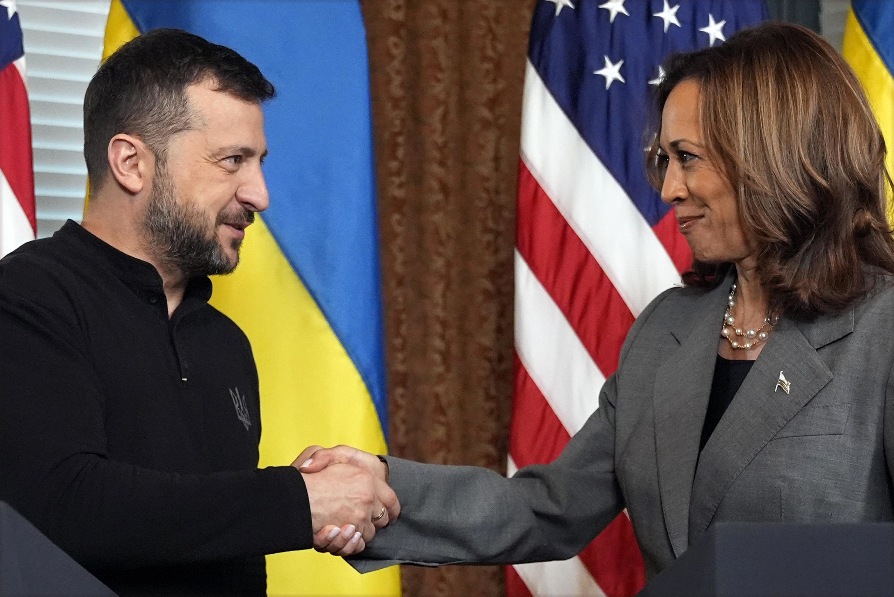 Kamala Harris meets with Ukraine's President Volodymyr Zelenskyy.