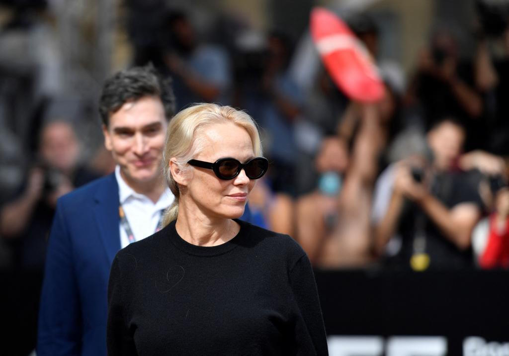 Pamela Anderson upon her arrival in San Sebastian.