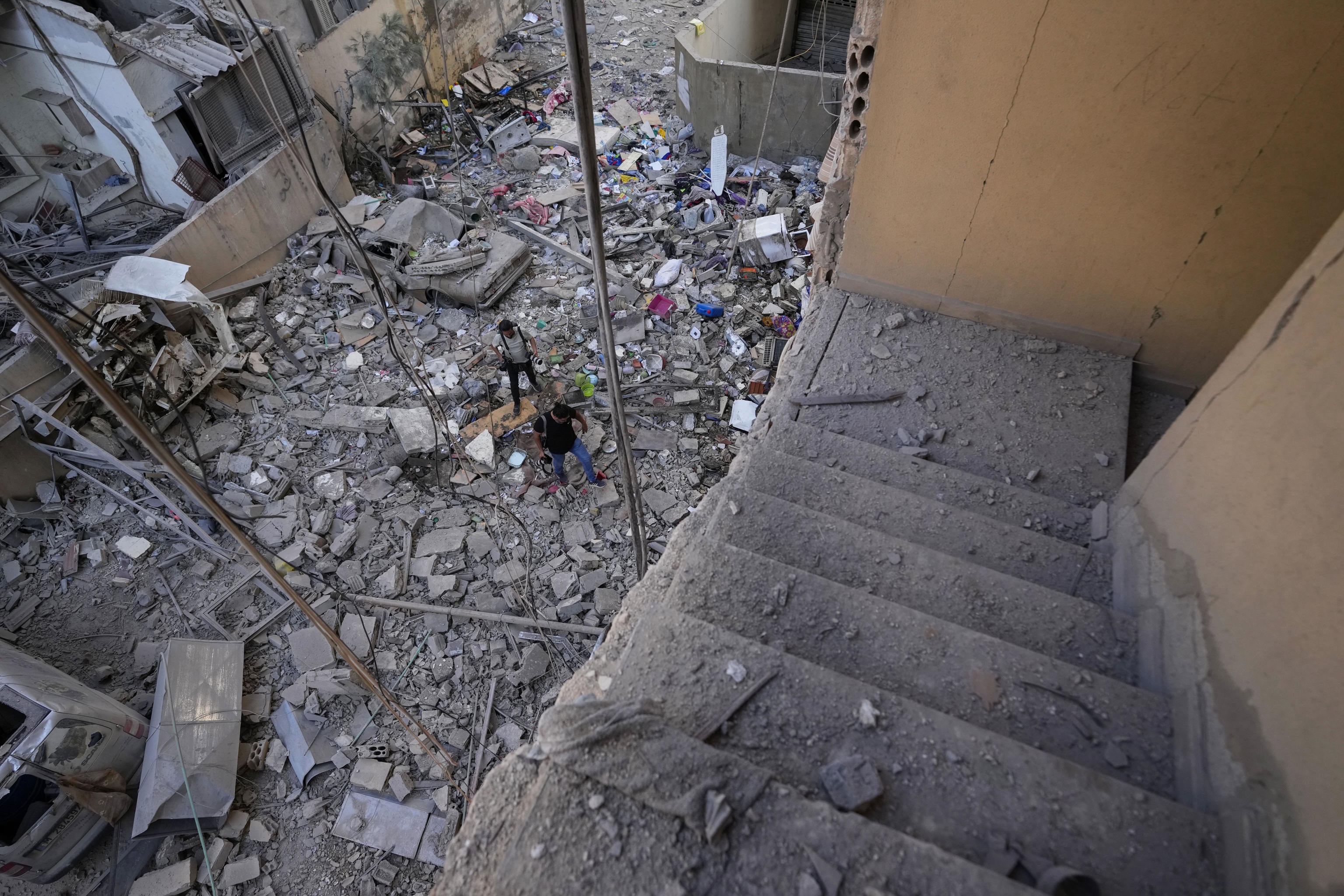 Building bombed by Israel in the center of Beirut last night.