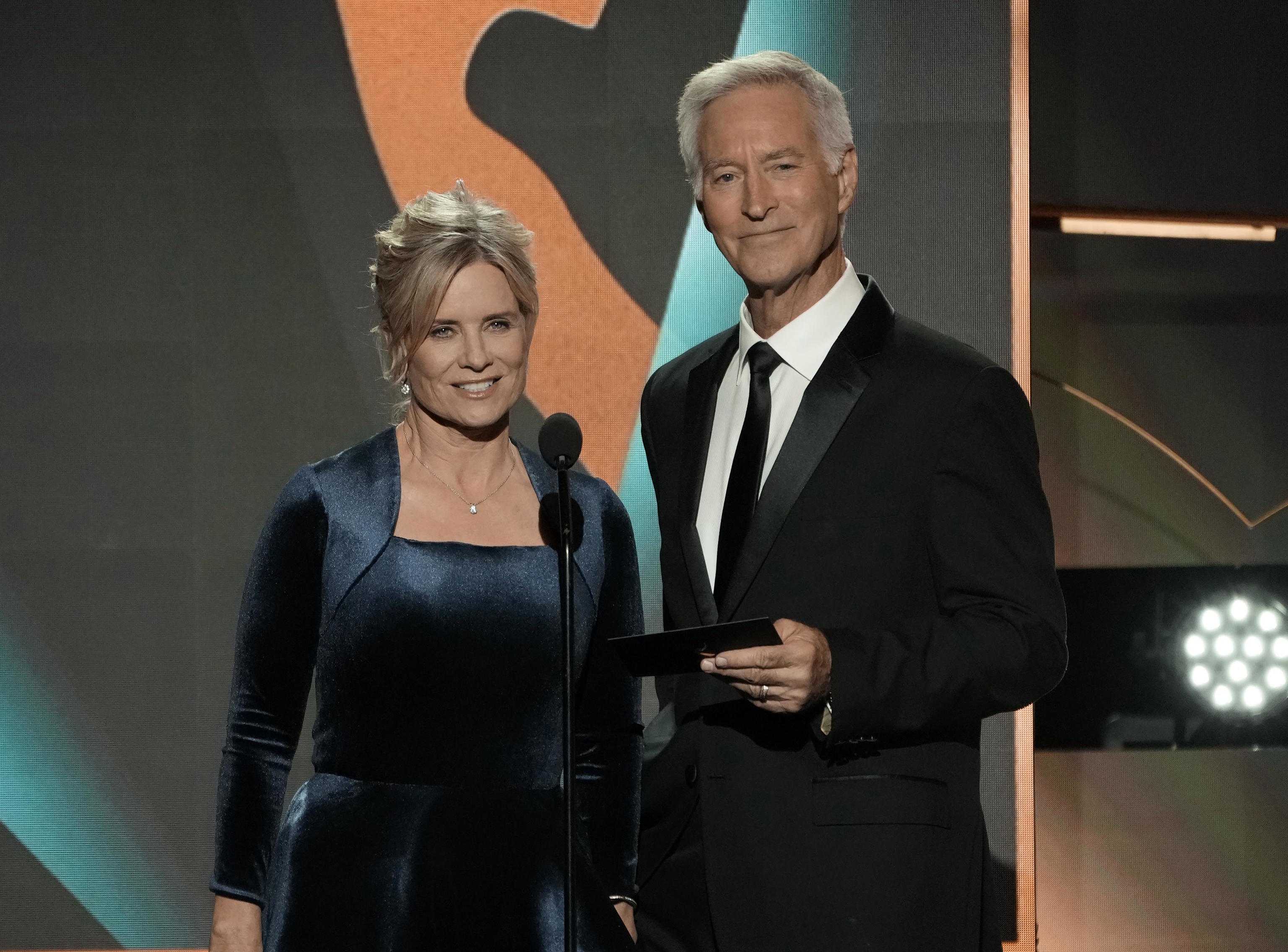 Mary Beth Evans and Drake Hogestyn during the 50th Daytime Emmy Awards.