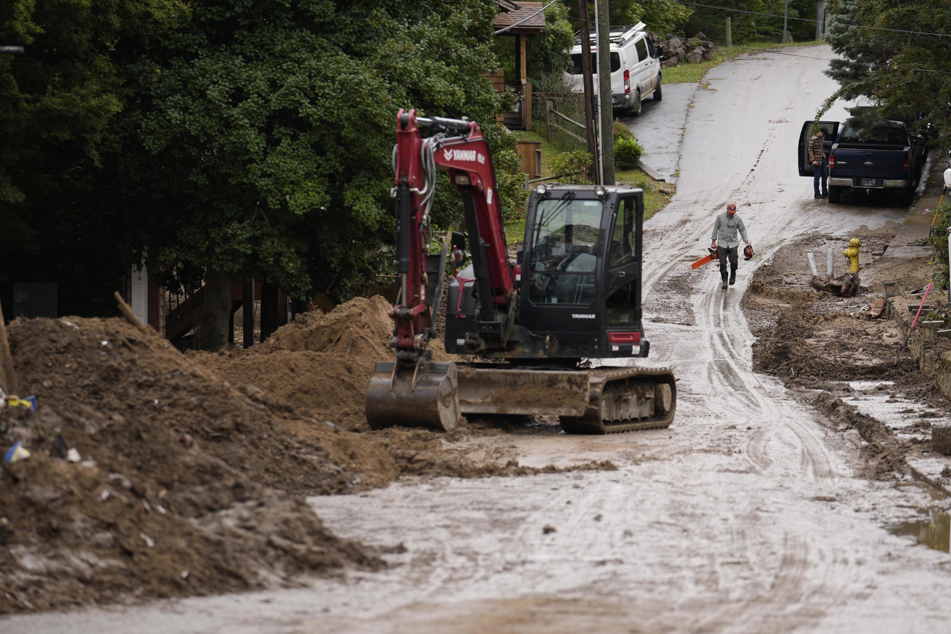 Cleanup operation after the passage of Helene in Hot Springs, North Carolina.