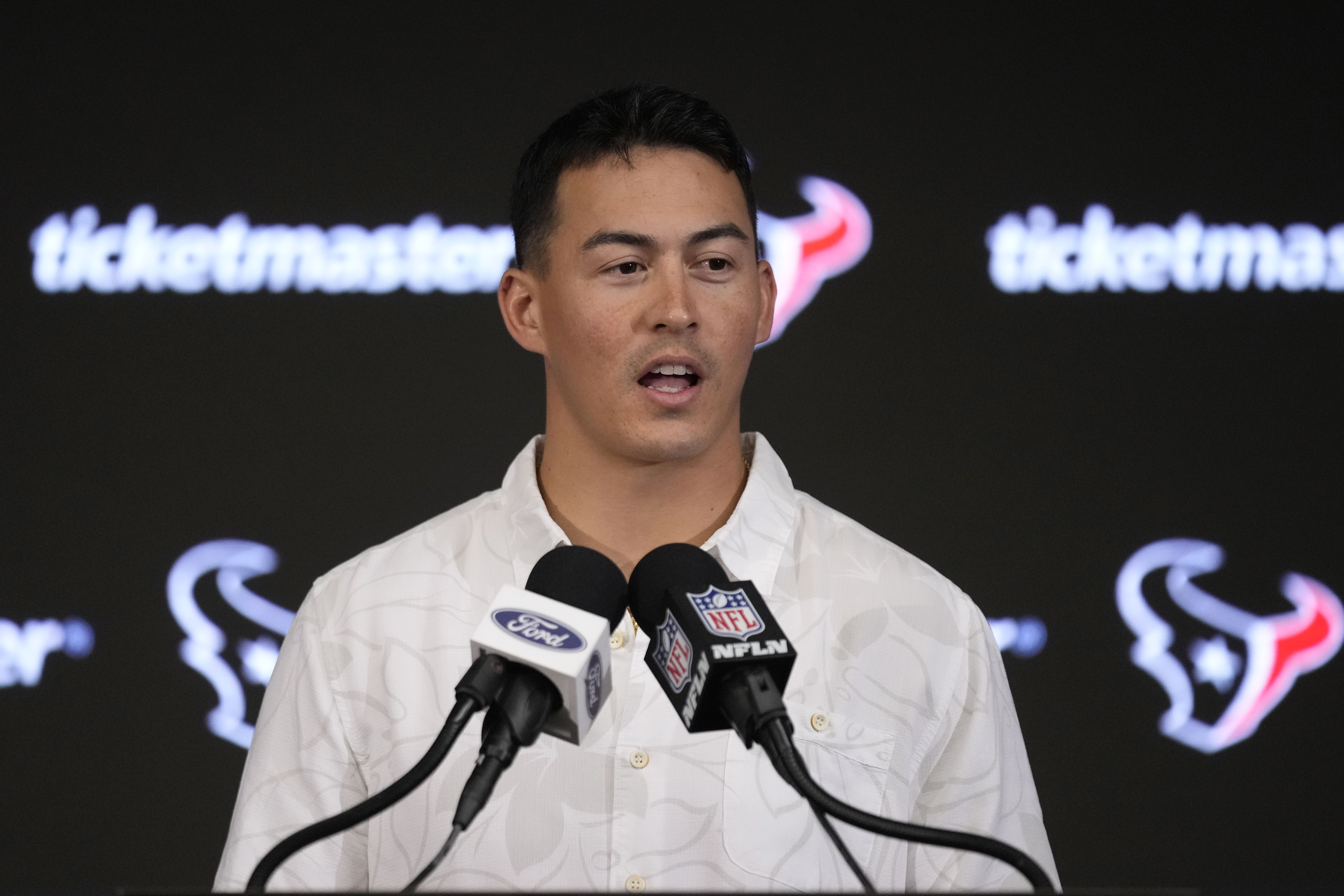 Houston Texans place kicker Ka'imi Fairbairn speaks during a news conference.