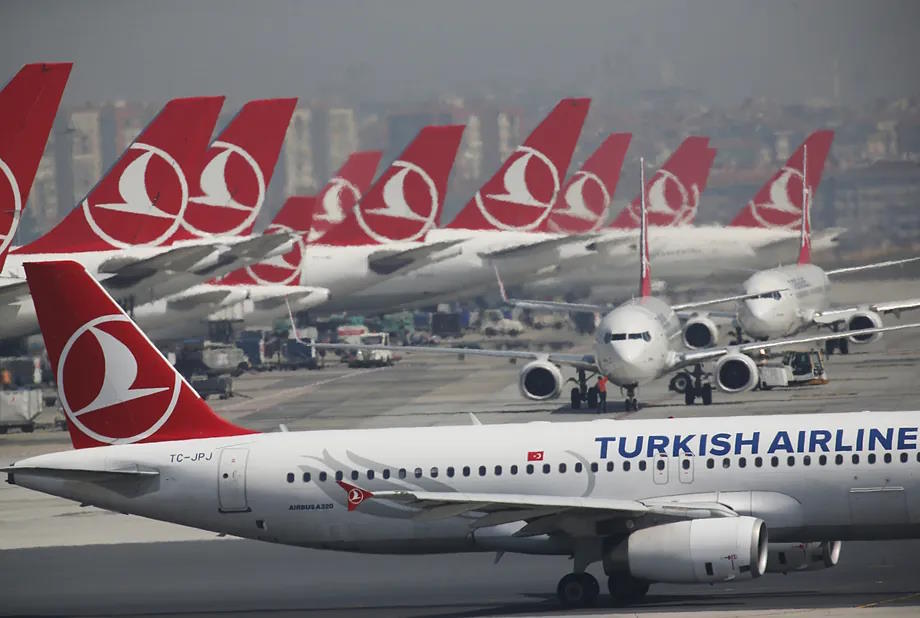 Several Turkish Airlines planes.