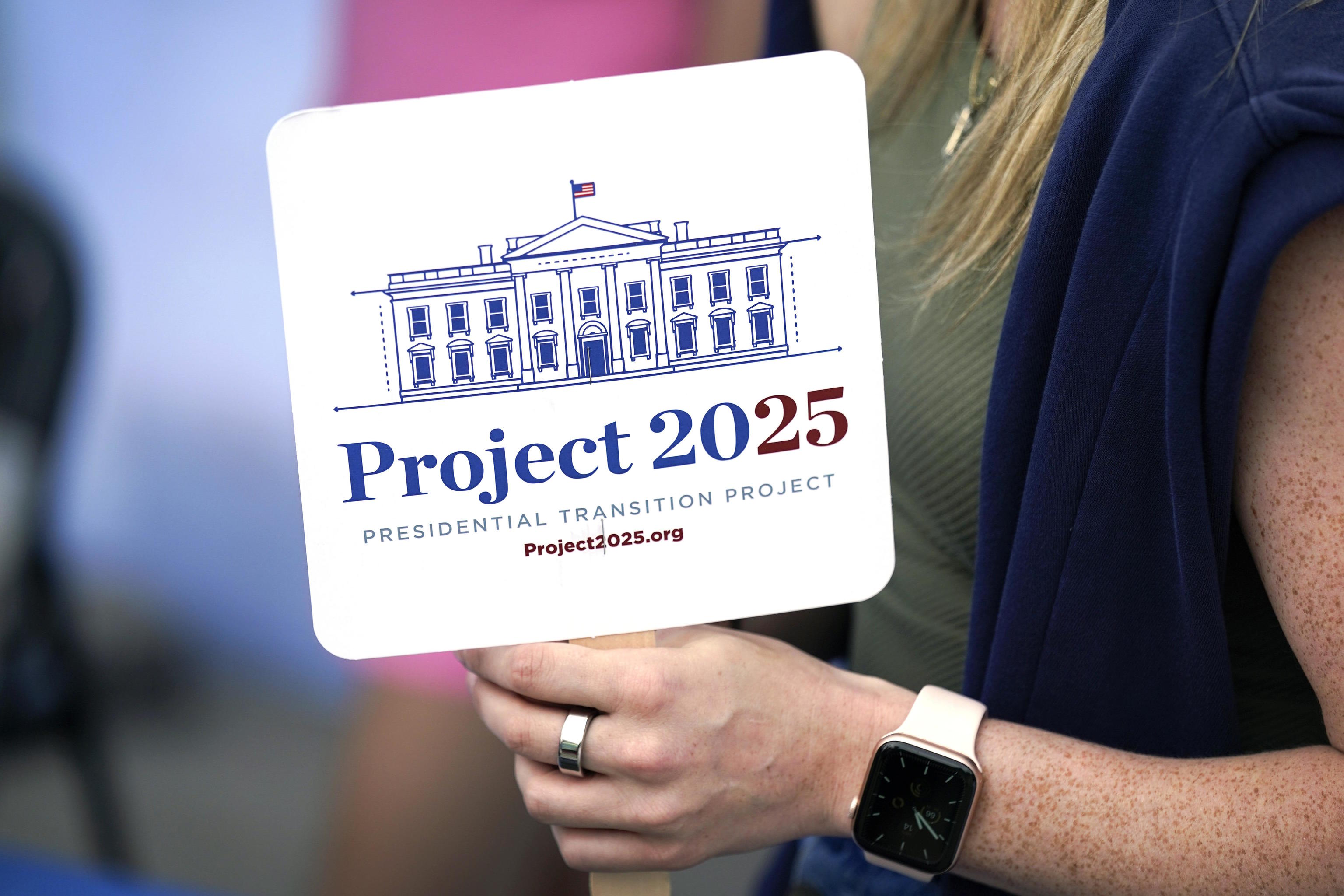 Project 2025 fan in the group's tent at the Iowa State Fair.