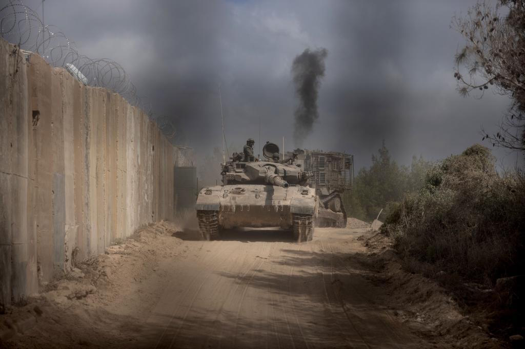 An Israeli tank on the Lebanon border.