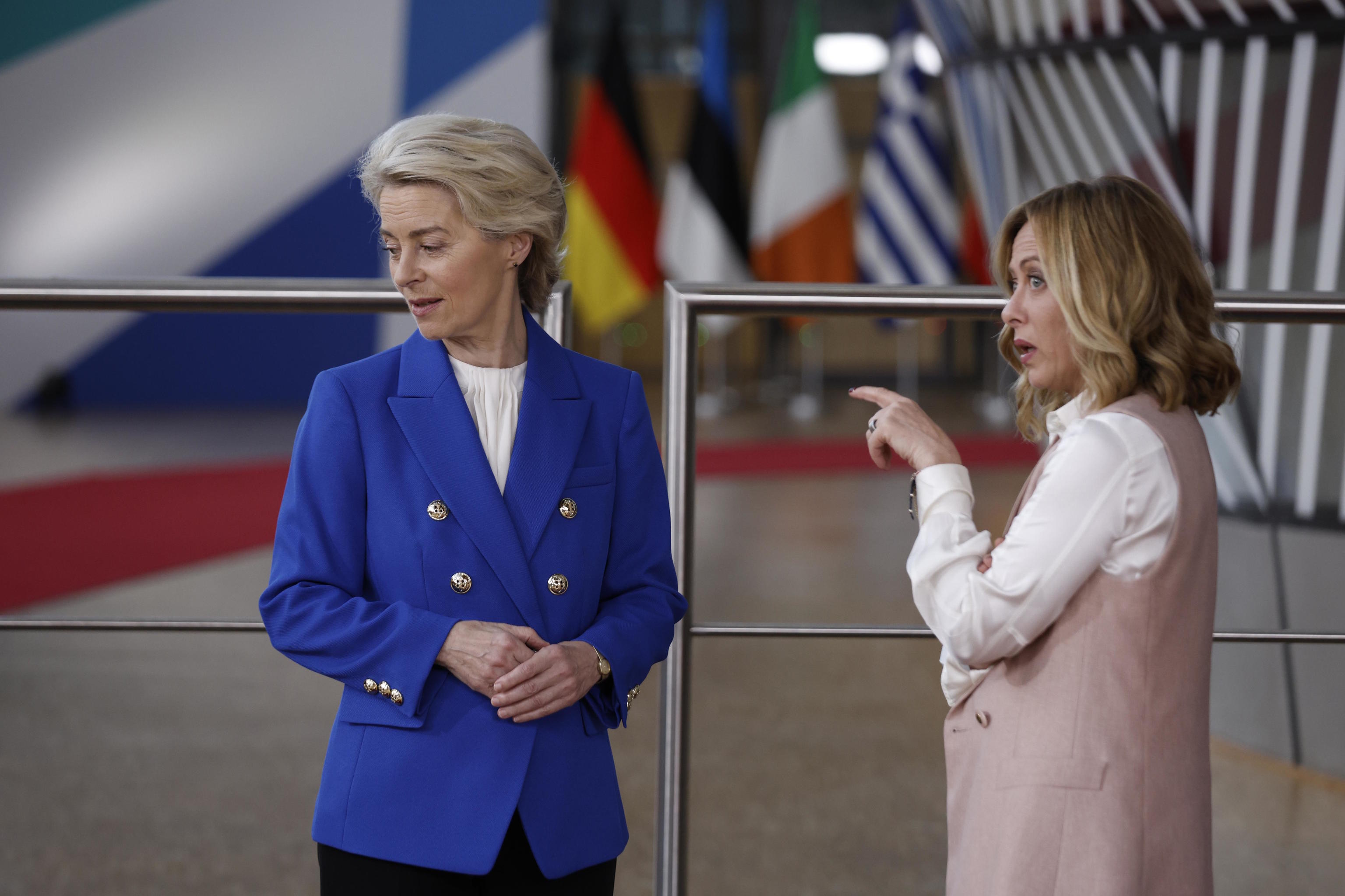 Giorgia Meloni alongside Ursula von der Leyen, this Wednesday in Brussels.