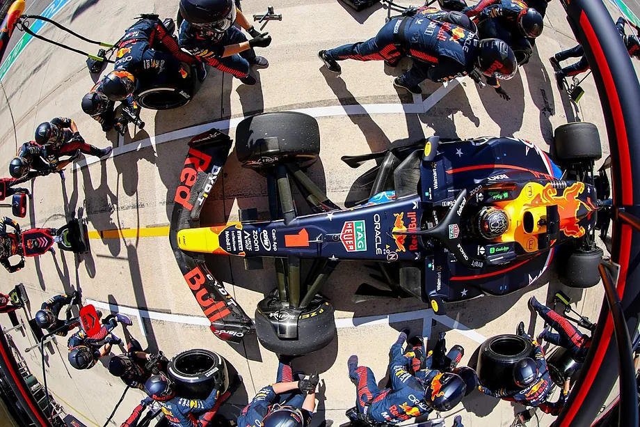 'Pit-stop' by Verstappen at the US GP 2023.