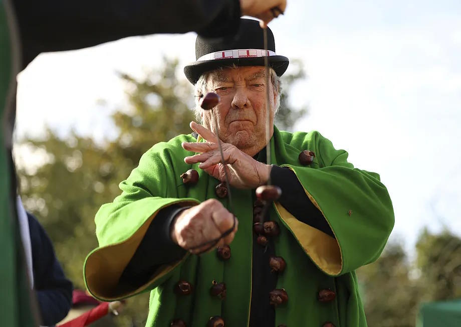 David Jakins participates in the World Conker Championship.