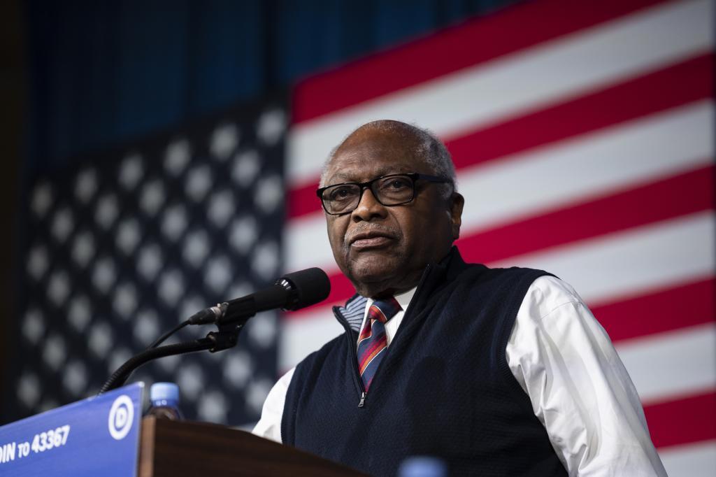 Rep. Jim Clyburn, D-S.C., speaks during the Democratic National Committee Winter Meeting