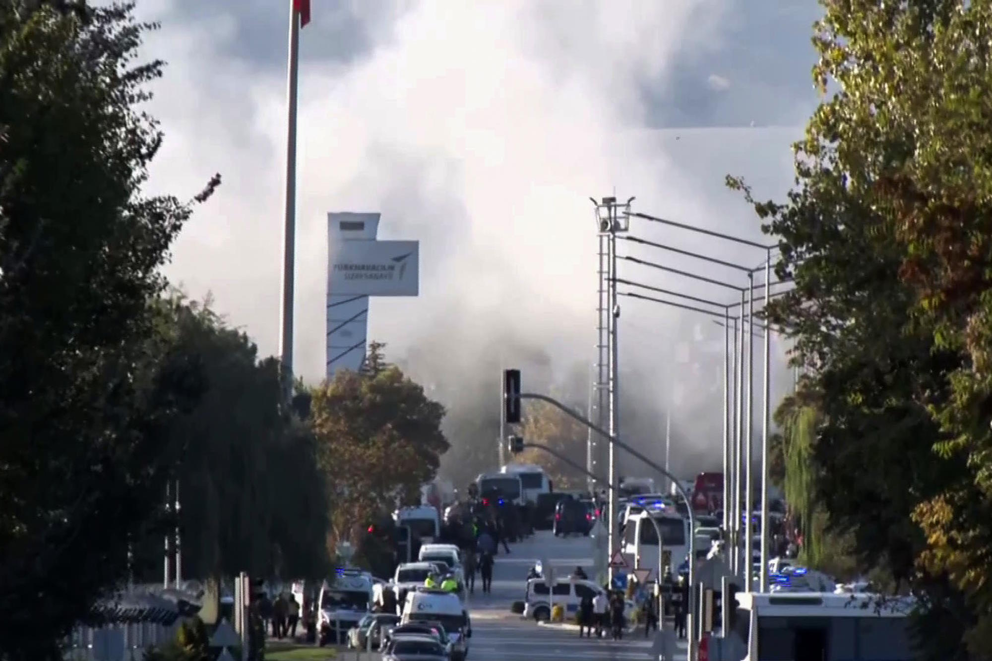 Rescue teams arrive at factory near Ankara.