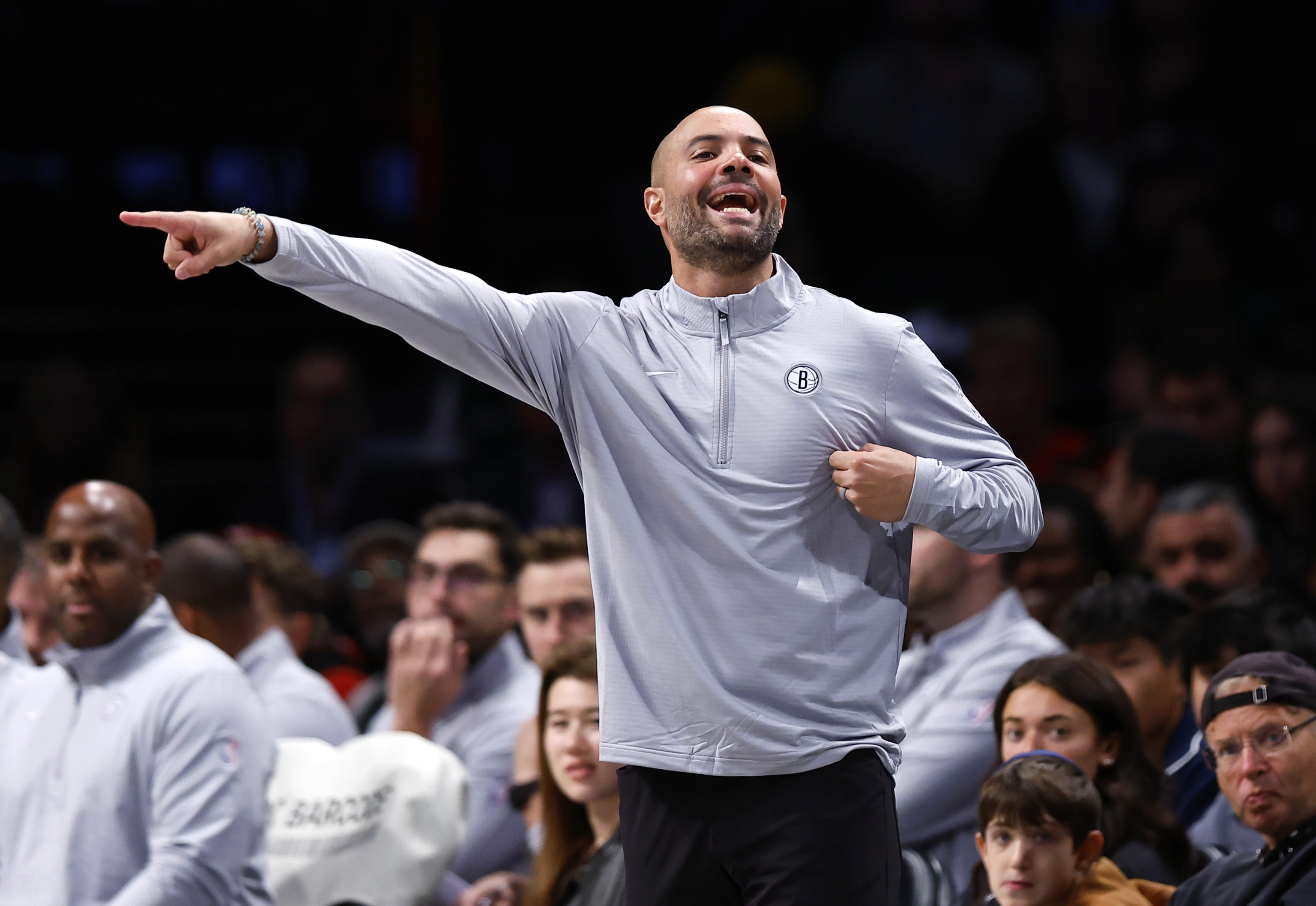 Brooklyn Nets head coach Jordi Fernandez coaches