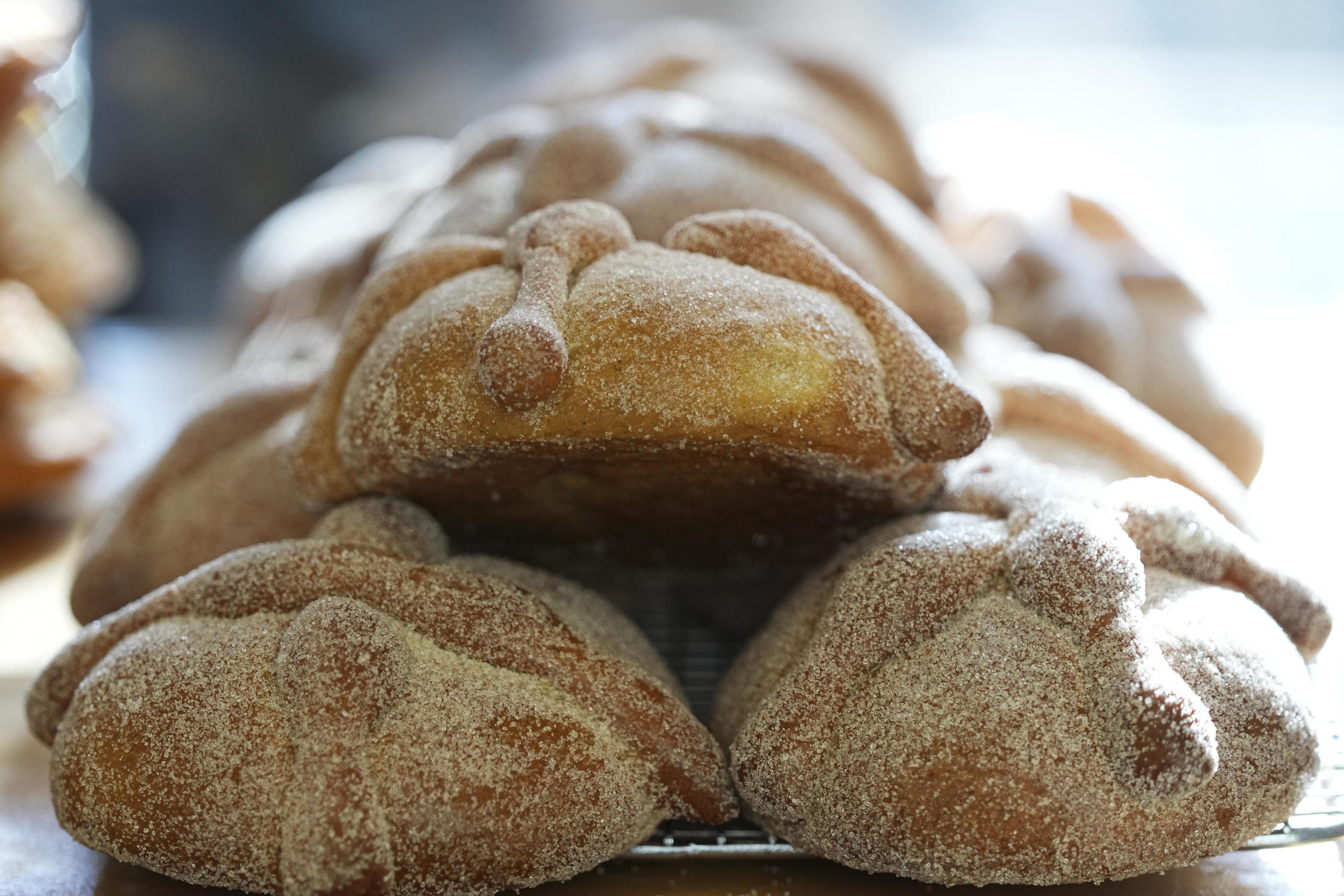 Pan de muerto or "bread of the dead," traditional for Mexico's Day of the Dead.