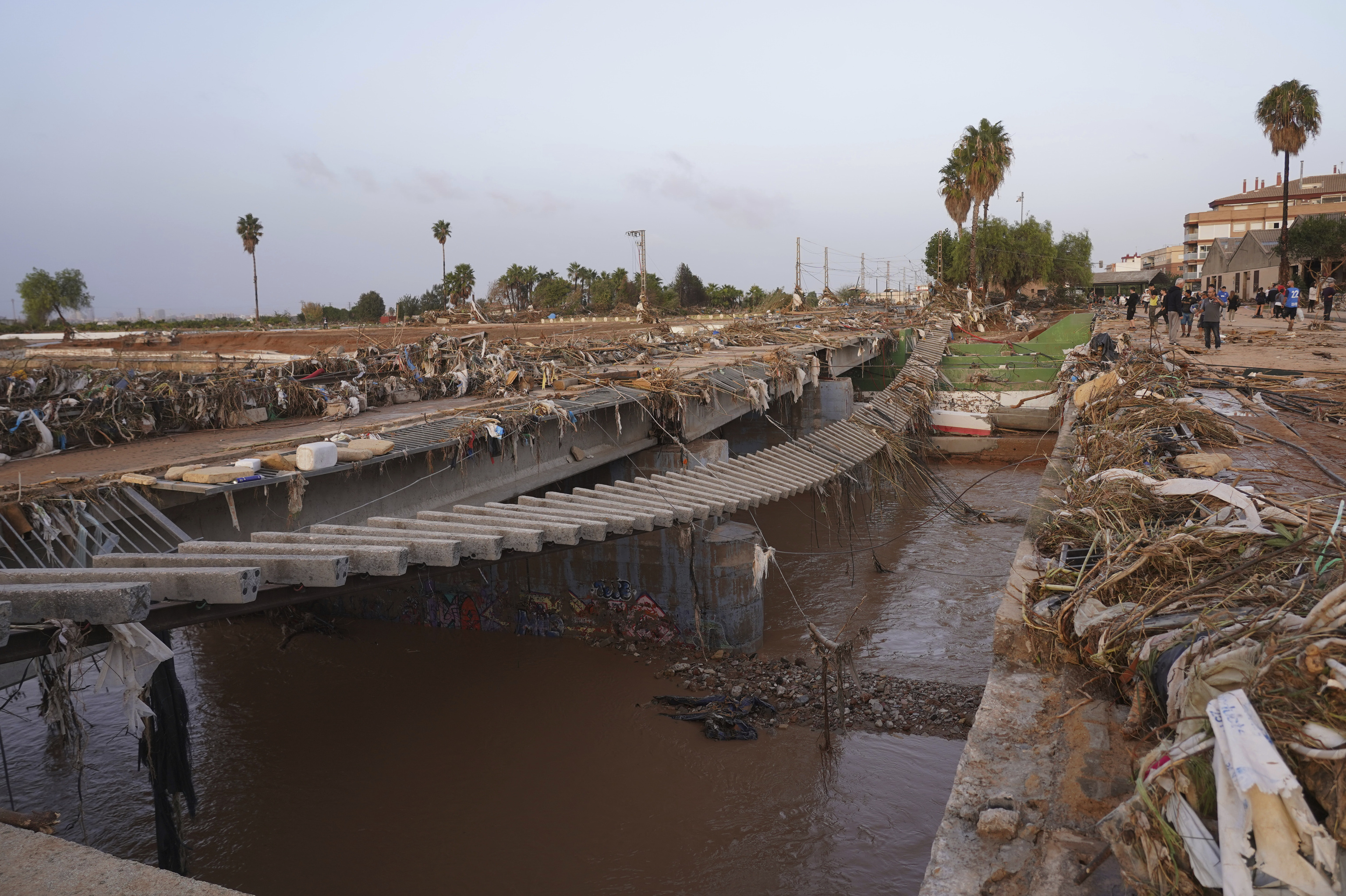 Train tracks are seen affected by floods in Paiporta, near Valencia, Spain.