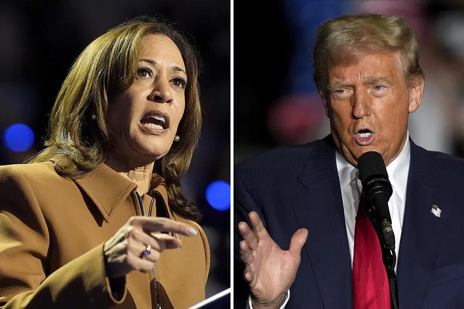 Kamala Harris and Donald Trump at two campaign events this week.