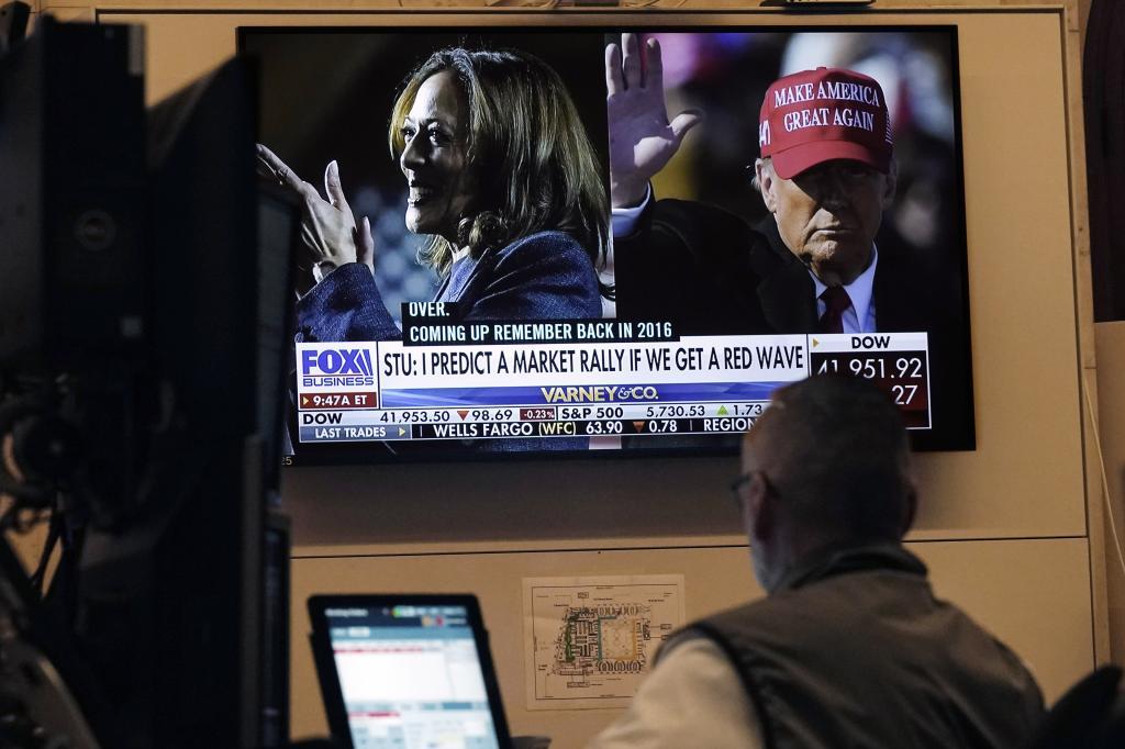 A screen on the floor of the New York Stock Exchange,