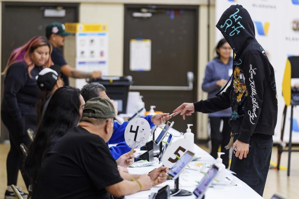 Votes early at the Boyle Heights Senior Center.