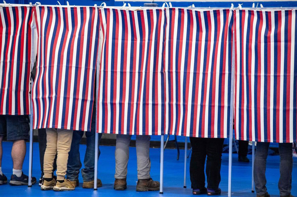 Voting booths in Concord, New Hampshire.