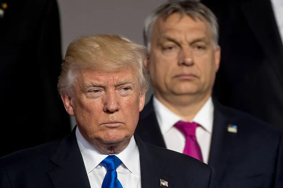 Trump and Orban at a NATO summit in 2017.