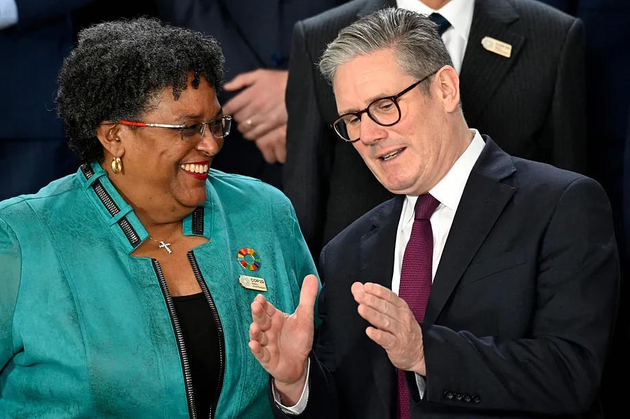 Starmer with the Prime Minister of Barbados at the Baku Climate Summit.