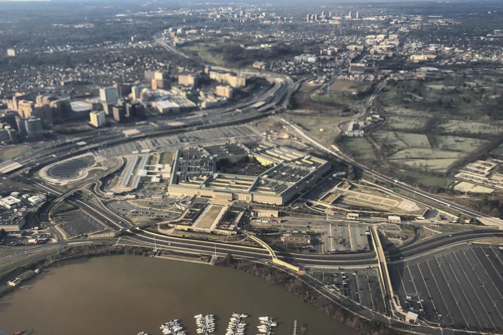 The Pentagon and the surrounding area is seen in this aerial view in Washington