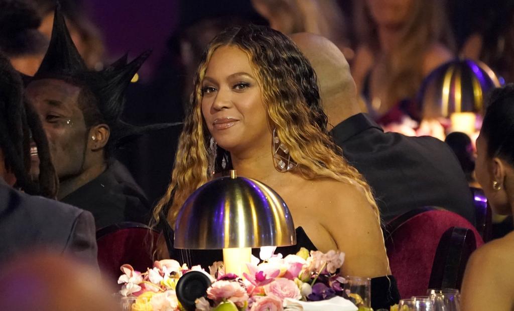 Beyonce in the audience at the 65th annual Grammy Awards