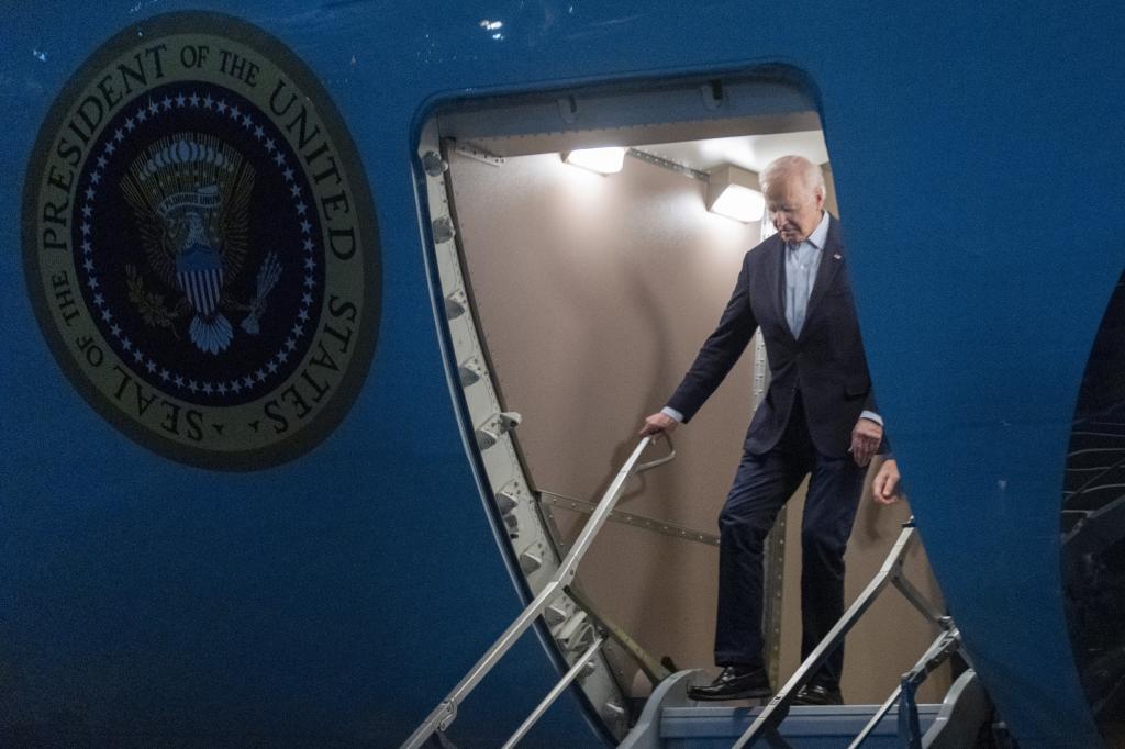 President Joe Biden arrives at Galeao International Airport in Rio de Janeiro