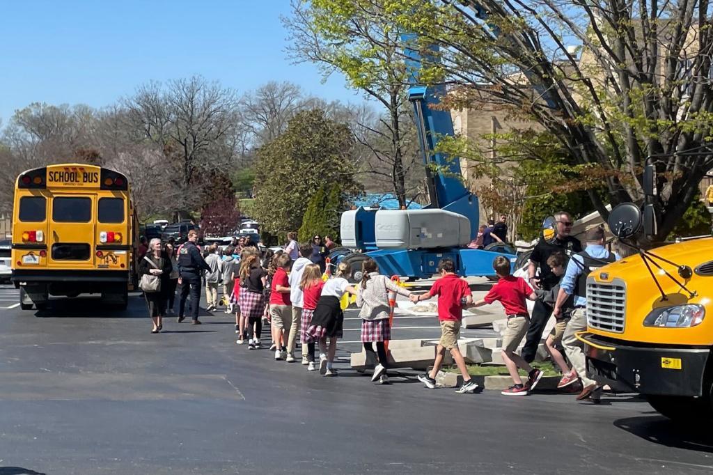 Children from The Covenant School, a private Christian school in Nashville