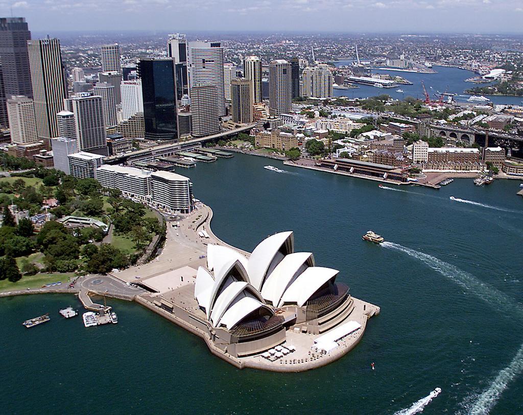 General view of Sydney Harbour , with the Opera House.