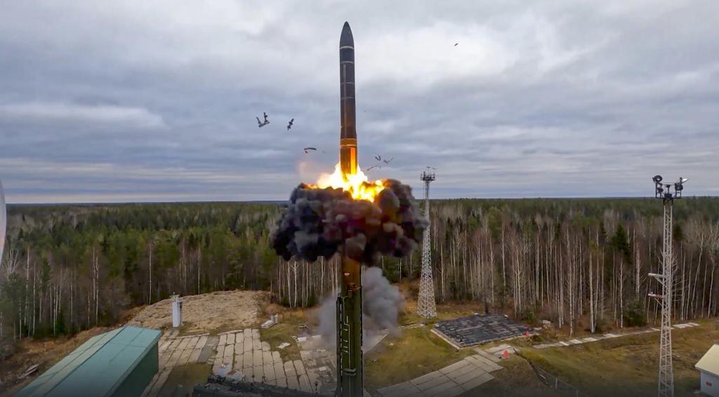 A Yars intercontinental ballistic missile launched by Russia.