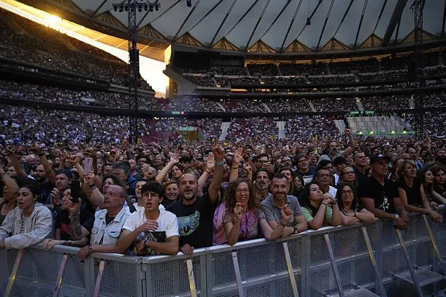 Audience during a concert by Bruce Springsteen in Madrid.