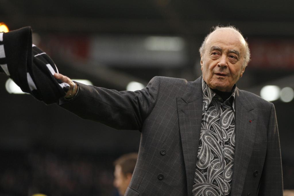 Fulham's owner Mohamed Al-Fayed is seen ahead of their English Premier League