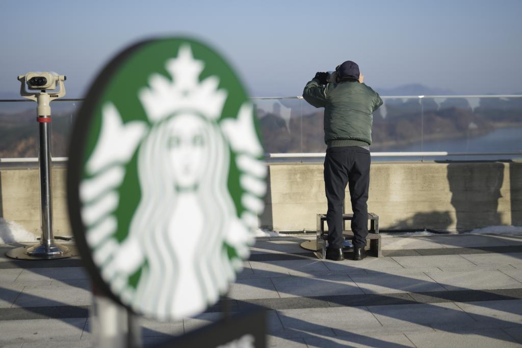 A visitor watched North Korean side at the observatory of the Aegibong Peace Ecopark in Gimpo