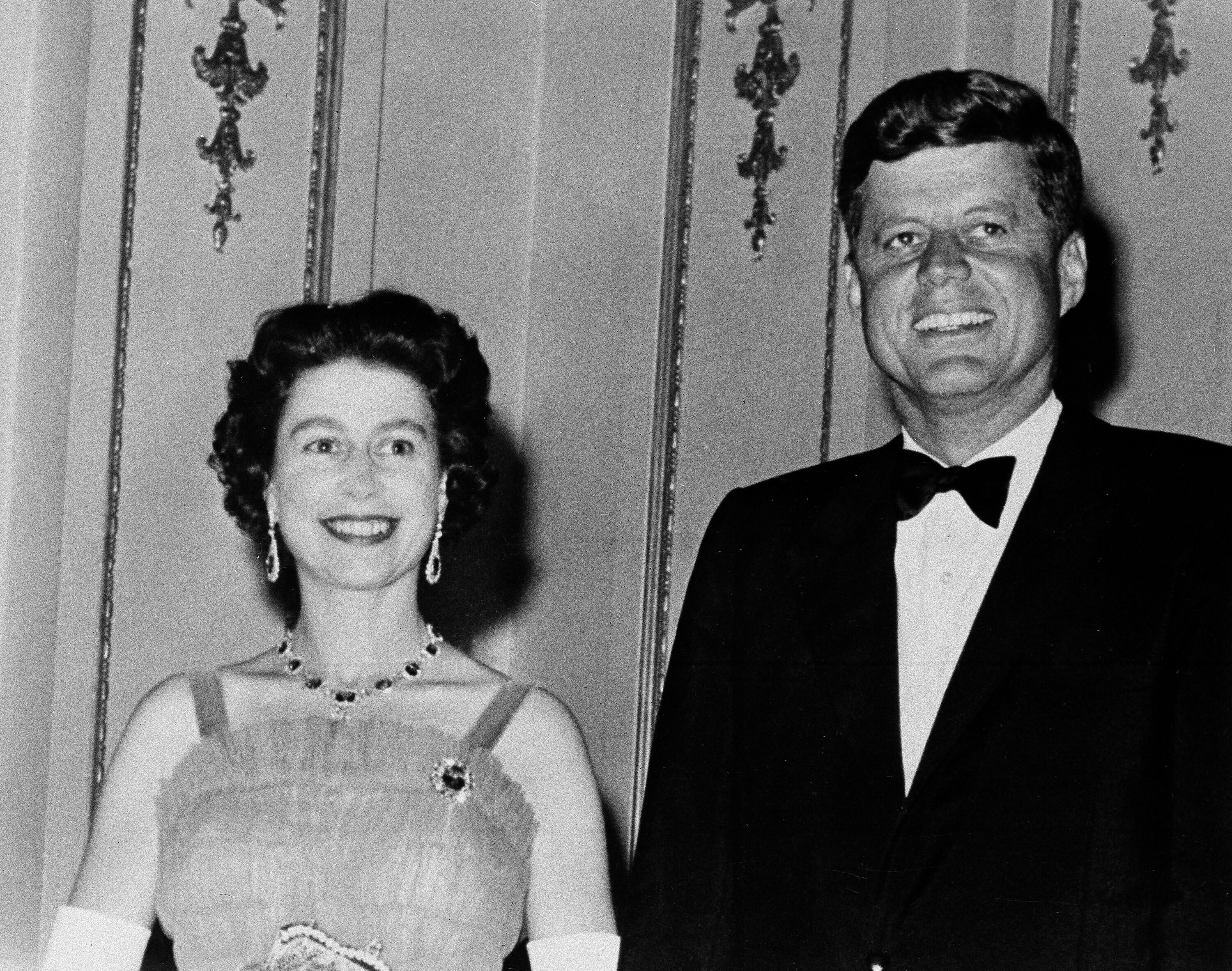 Queen Elizabeth II and President John Kennedy.