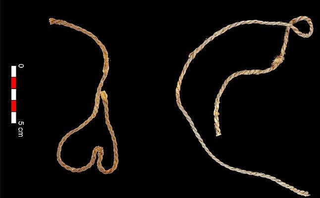 Fragments of bowstrings made of tendon from the Cave of Los Murcilagos in Albuol, the oldest found in Europe.