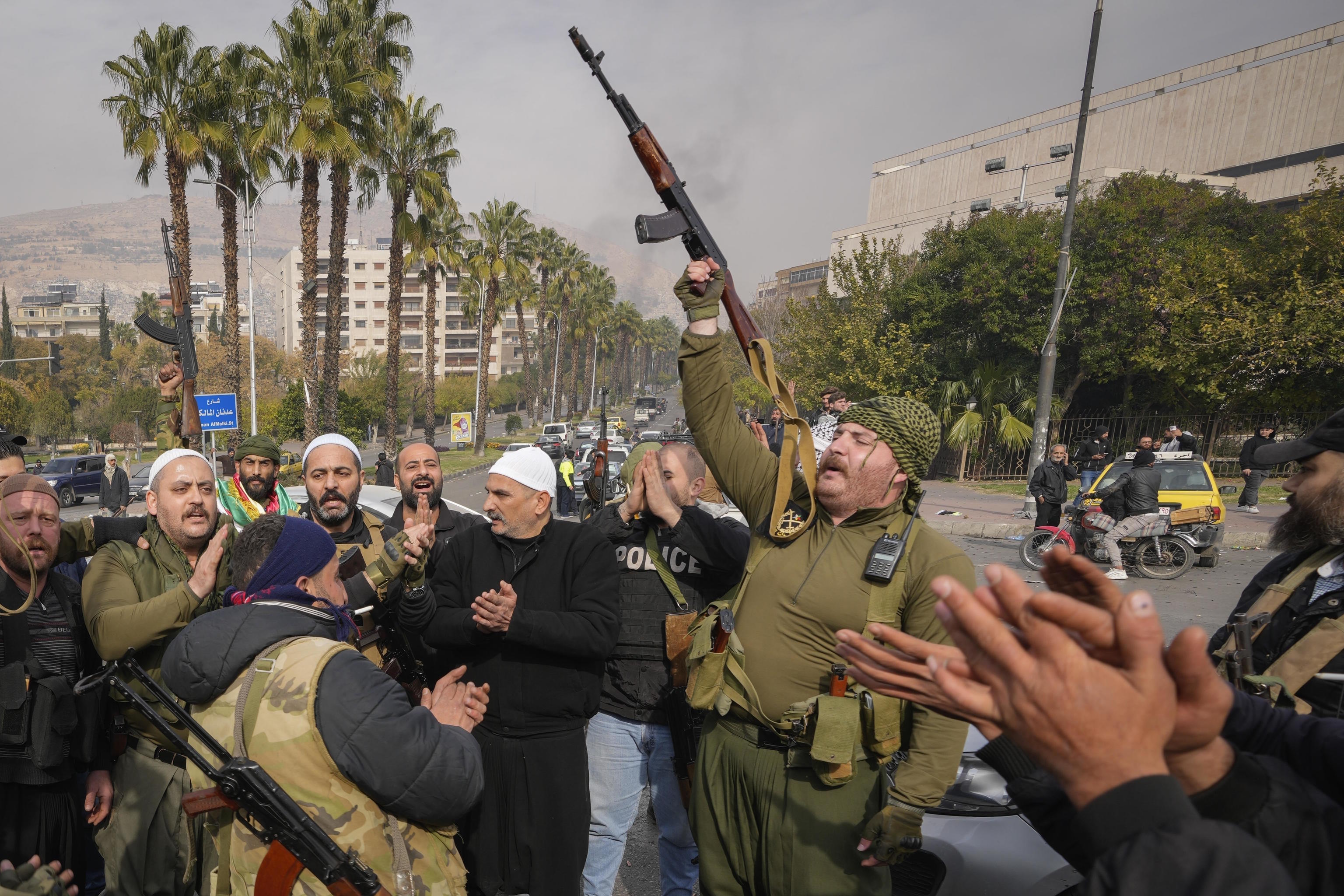 Opposition fighters in Damascus on December 8.