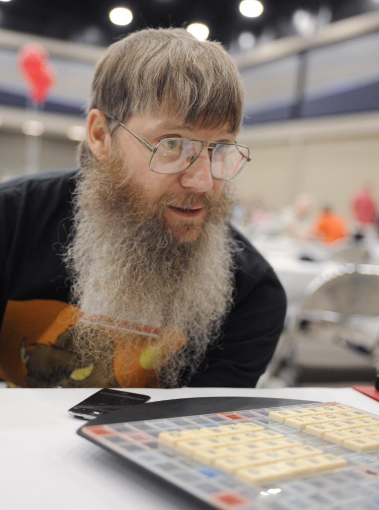 Tournament favorite and five-time English-language scrabble world champion Nigel Richards