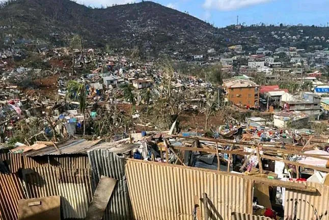 The French islands of Mayotte, after the passage of cyclone Chido.