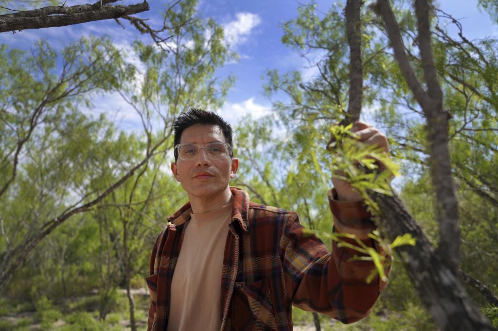 Yankton Sioux and Apache tribal member Adrian Primeaux, stands for a portrait at the Indigenous Peyote Conservation Initiative