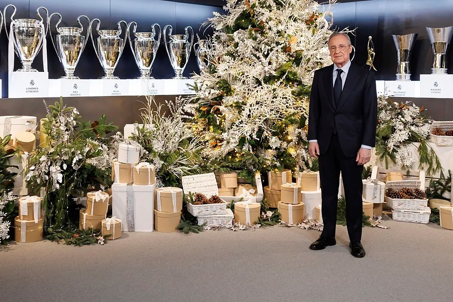 Florentino Prez, during Real Madrid's Christmas greeting.