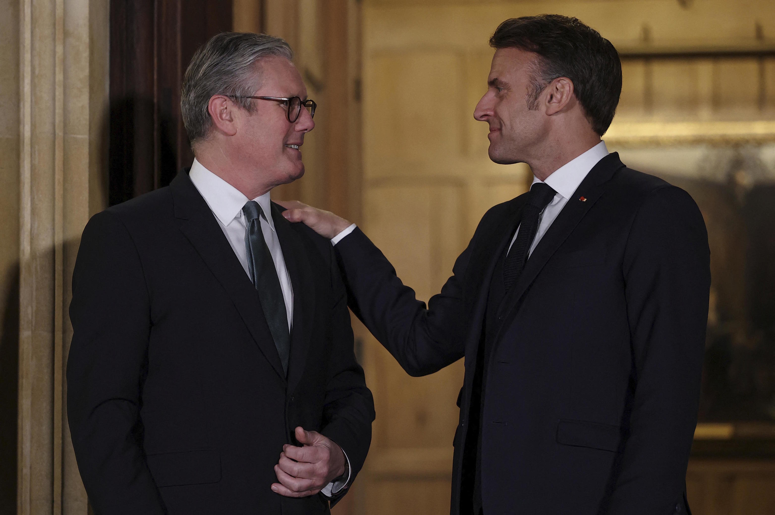 British Prime Minister Keir Starmer, left, and French President Macron.